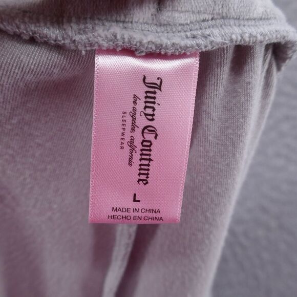 Juicy Couture‎ Womens Soft Velour Jogger Pants Large Gray All Over Logo Lounge - Picture 4 of 14